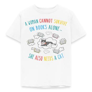 Une femme ne peut pas survivre sur des livres - T-shirt Enfant - blanc - Devant - AI Model Kid Male (0cm)