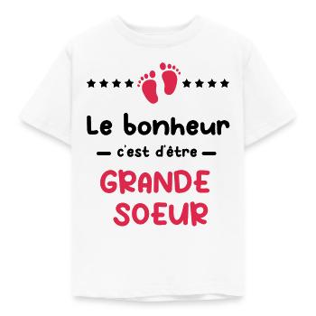 Annonce grossesse bonheur grande soeur - T-shirt Enfant - blanc - Devant - AI Model Kid Male (0cm)