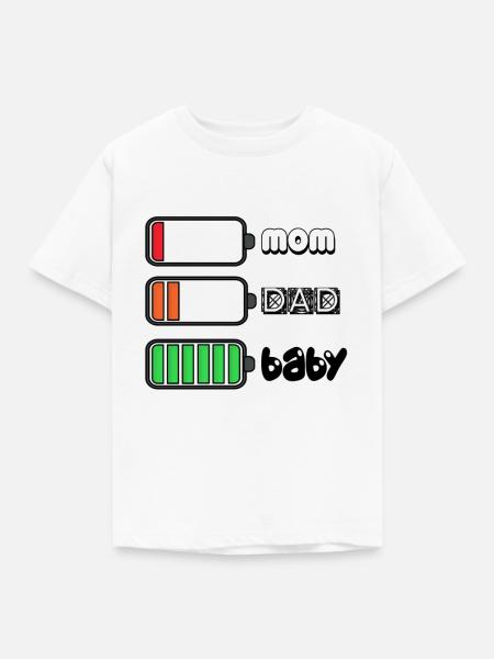 Parents Battery - Kinder T-Shirt - Weiß