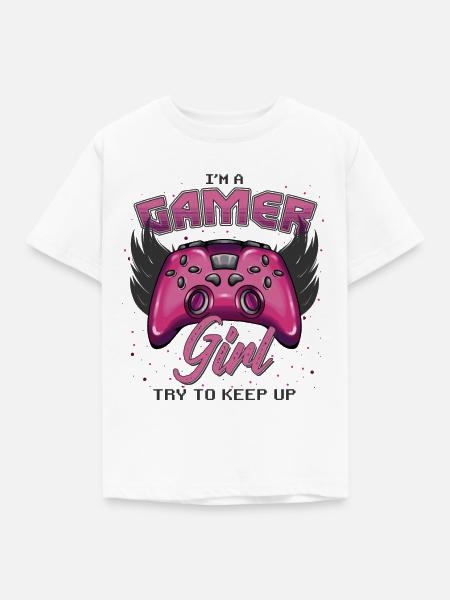 Gamer Mädchen Design - Kinder T-Shirt - Weiß