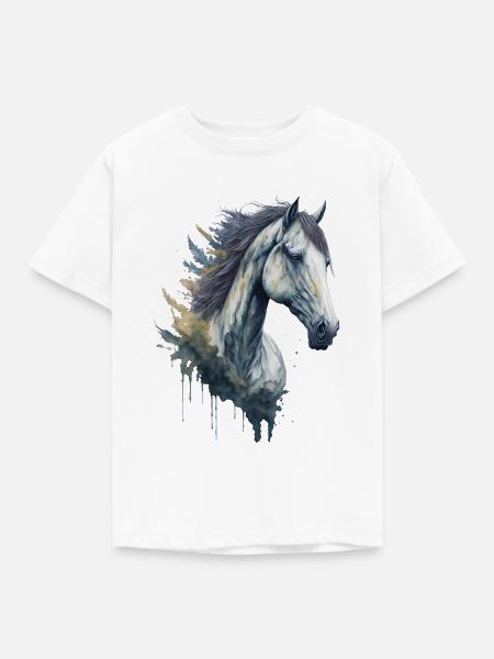 Anmutiges elegantes Aquarell Pferd - Kinder T-Shirt - Weiß