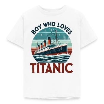 Junge liebt RMS Titanic Nur ein Junge, der liebt - Kinder T-Shirt - Weiß - Vorne - AI Model Kid Male (0cm)