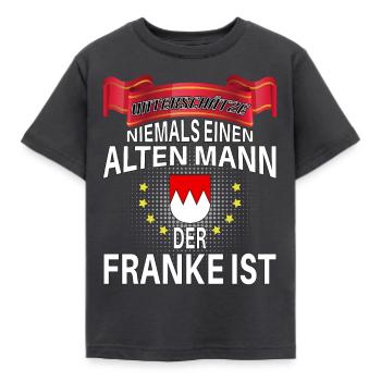 Never underestimate old man who is Franconian - Kids' T-Shirt - dark grey - Front - AI Model Kid Female (0cm)