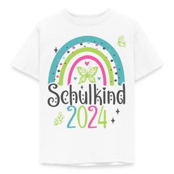 Schulkind 2024 Mädchen Regenbogen Einschulung 2024 - Kinder T-Shirt - Weiß - Vorne - AI Model Kid Male (0cm)