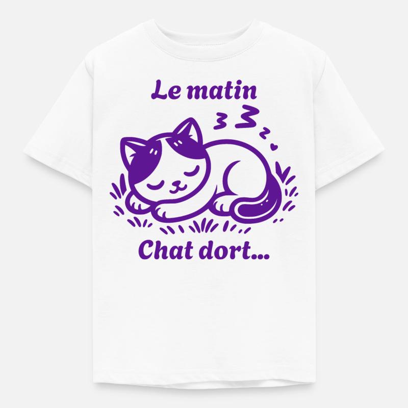 Chat Dort Chat Mignon Pas Du Matin - T-shirt Enfant - blanc