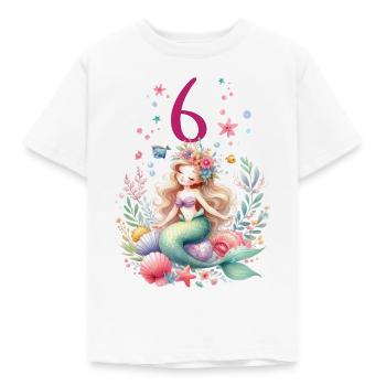 Geburtstag 6 Meerjungfrau Mädchen Sechs 6 Jahre al - Kinder T-Shirt - Weiß - Vorne - AI Model Kid Male (0cm)