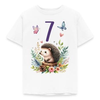 Geburtstag 7 Igel Waldtier Mädchen Sieben 7 Jahre - Kinder T-Shirt - Weiß - Vorne - AI Model Kid Male (0cm)