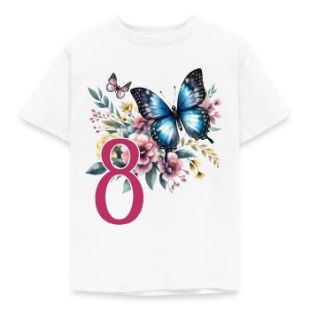 Geburtstag 8 Mädchen Schmetterling Achter 8 Jahre - Kinder T-Shirt - Weiß - Vorne - AI Model Kid Male (0cm)