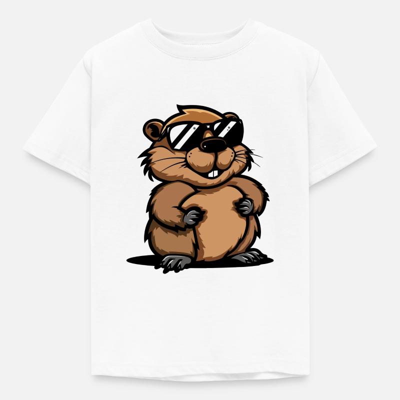 Biber Comic Cool - Kinder T-Shirt - Weiß