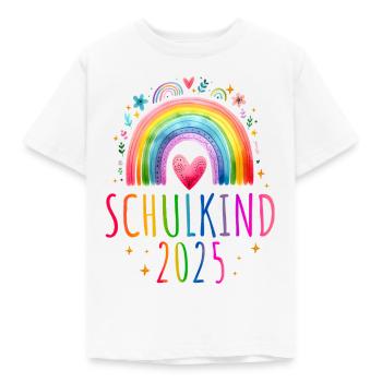 Schulkind 2025 Regenbogen Mädchen Einschulung 2025 - Kinder T-Shirt - Weiß - Vorne - AI Model Kid Male (0cm)