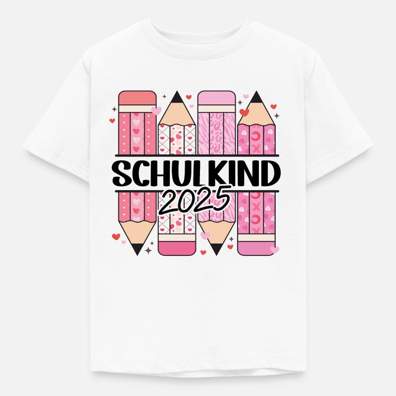 Schulkind 2025 Regenbogen Mädchen Einschulung 2025 - Kinder T-Shirt - Weiß