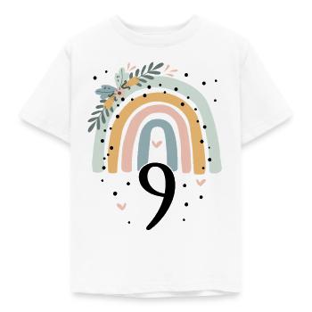 Geburtstag 9 Mädchen Regenbogen Fee Neun 9 Jahre - Kinder T-Shirt - Weiß - Vorne - AI Model Kid Male (0cm)