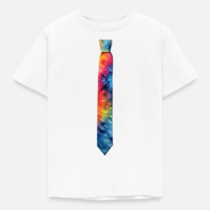 Bunte Regenbogenkrawatte - Kinder T-Shirt - Weiß