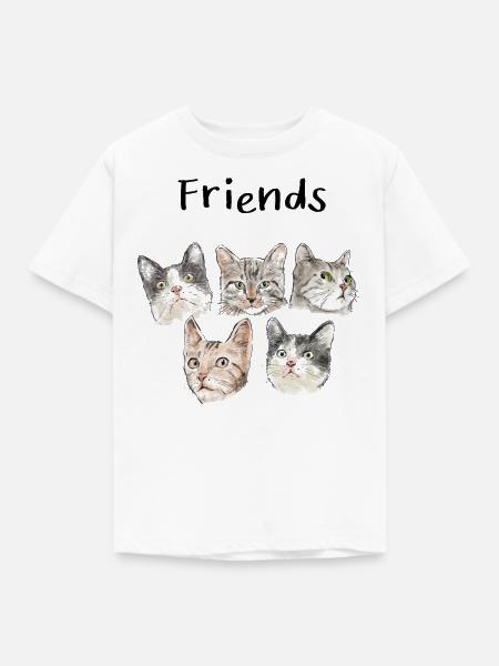 Freunde Katze - Kinder T-Shirt - Weiß