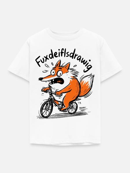 Fuchs auf Fahrrad - Kinder T-Shirt - Weiß