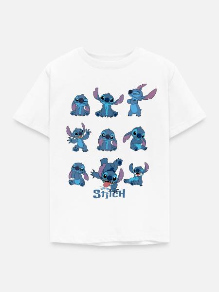 Lilo & Stitch Verschiedene Emotionen Stitch & Logo - Kinder T-Shirt - Weiß