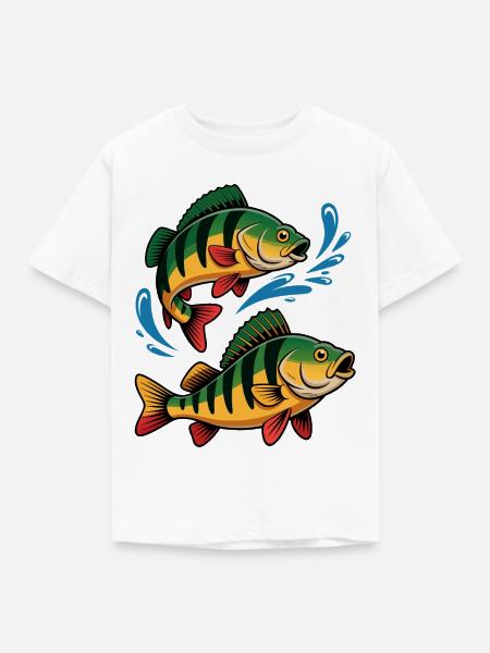 Barsch Angeln - Kinder T-Shirt - Weiß