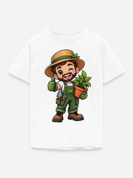 Gärtner Kawaii Style – Süßes Gartenmotiv - Kinder T-Shirt - Weiß