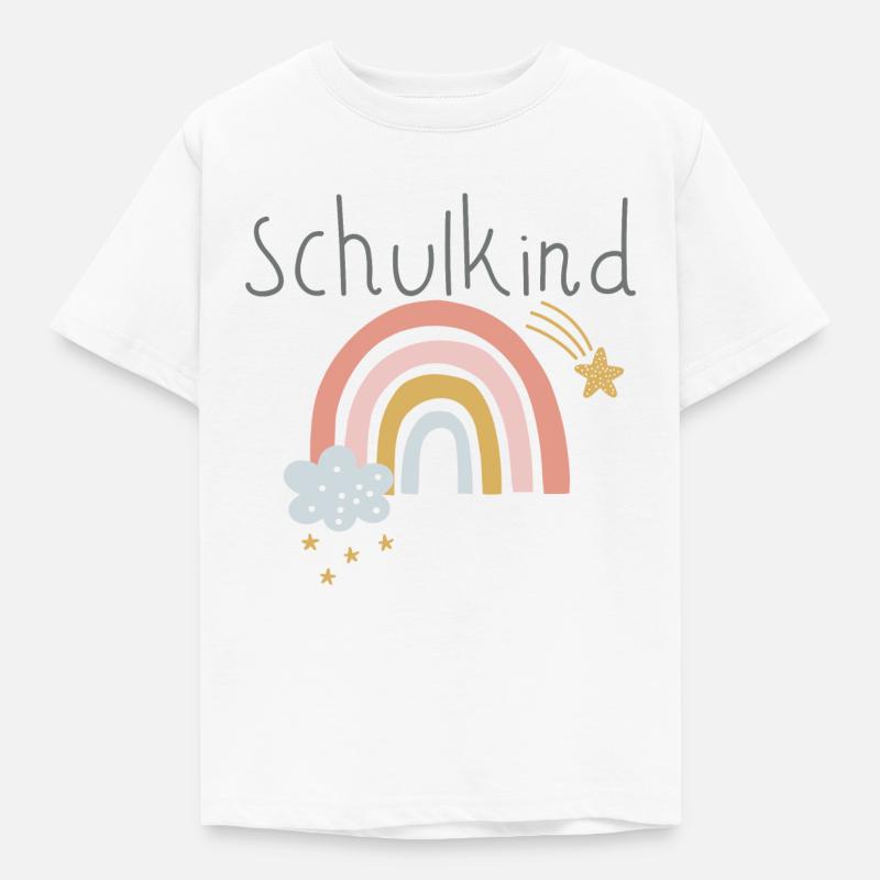 Schulkind Regenbogen - Kinder T-Shirt - Weiß