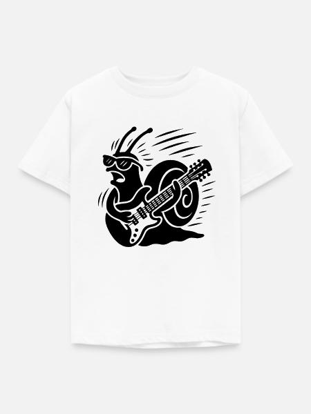 Escargot à bascule avec guitare électrique – Funny Snail - T-shirt Enfant - blanc