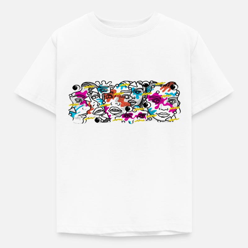 Graffiti, Streetart, Kunst, Gesichter - Kinder T-Shirt - Weiß