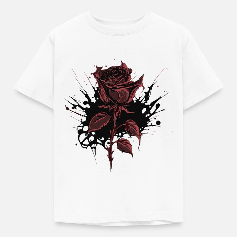 Rote Rose Goth Gothic - Kinder T-Shirt - Weiß