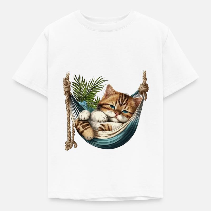 Chat dans un Hammock - T-shirt Enfant - blanc