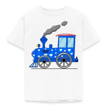 Train pour enfants bleu avec des cœurs - T-shirt Enfant - blanc - Devant - AI Model Kid Male (0cm)