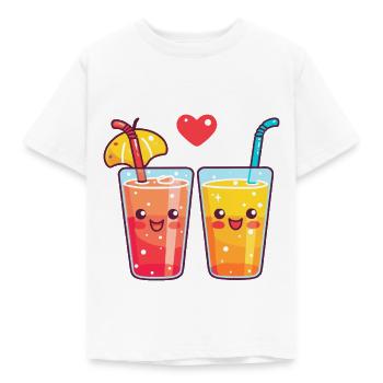 Soft DrinkCouple Love Drink Heart Valentine's Day - Kids' T-Shirt - white - Front - AI Model Kid Male (0cm)