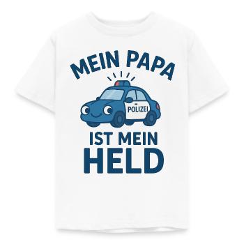 Logo Polizei Kinder "Mein Papa ist mein Held" - Kinder T-Shirt - Weiß - Vorne - AI Model Kid Male (0cm)