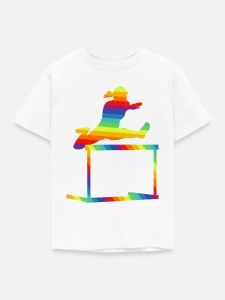 Hürden Lauf Leichtathletik - Kinder T-Shirt - Weiß