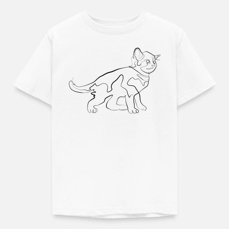 Bébé Chat - one line drawing - T-shirt Enfant - blanc