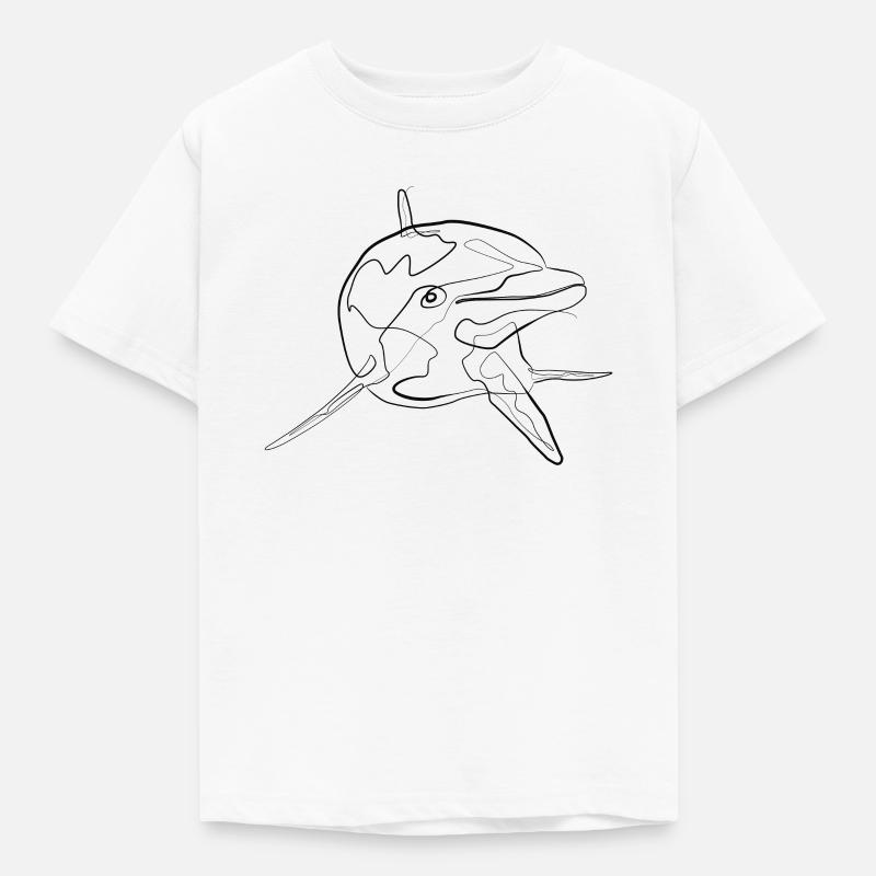 Delfin Meerestier - one line drawing - Kinder T-Shirt - Weiß