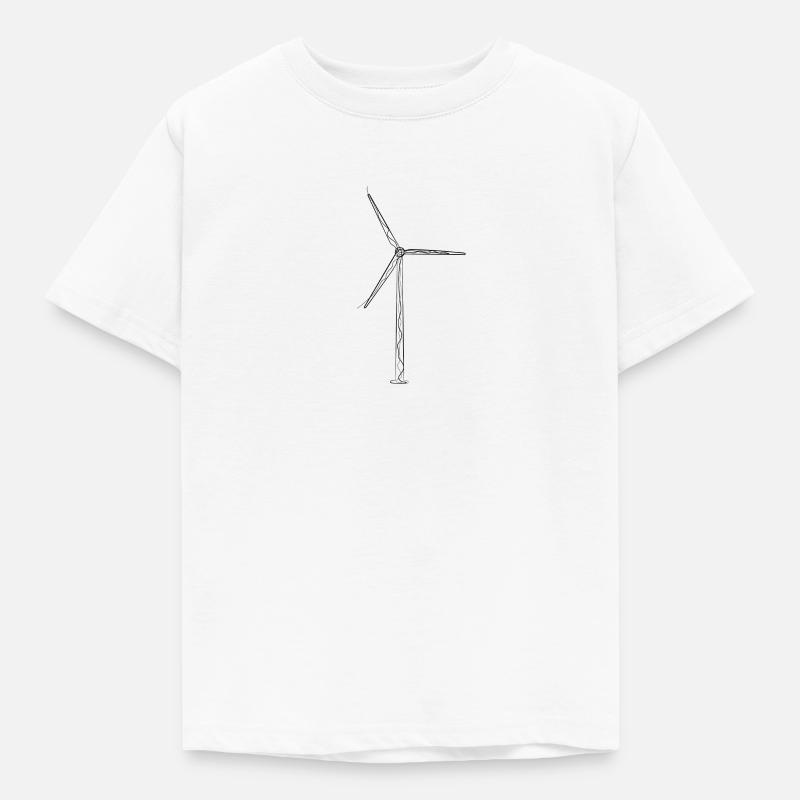Windkraft Windrad - one line drawing - Kinder T-Shirt - Weiß