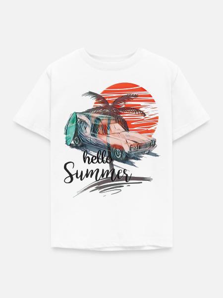 Hallo Sommer Sonne Surfer Design - Kinder T-Shirt - Weiß