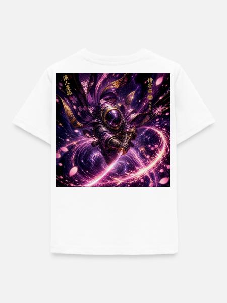 Kosmischer Samurai im Sternenwirbel - Kinder T-Shirt - Weiß