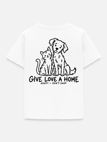 Give Love A Home Adopt - Kinder T-Shirt - Weiß