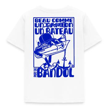 Mascotte rétro méditerranéenne bandol bateau - T-shirt Enfant - blanc - Dos - AI Model Kid Male (0cm)