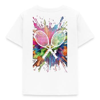 Tenns T-Shirt Splash Colorful Racket - Kinder T-Shirt - Weiß - Hinten - AI Model Kid Male (0cm)