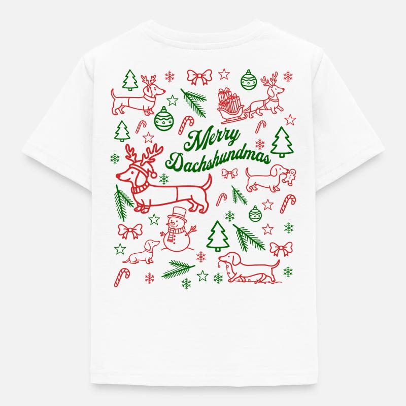 Patron de Noël teckel - T-shirt Enfant - blanc
