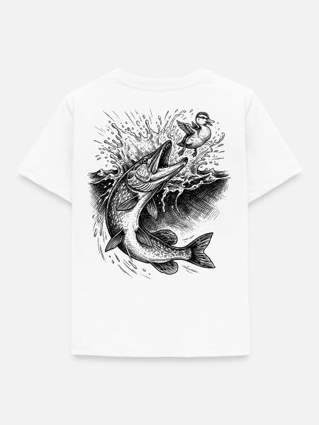 Hecht Oberflächenjagd | Classic Collection - Kinder T-Shirt - Weiß