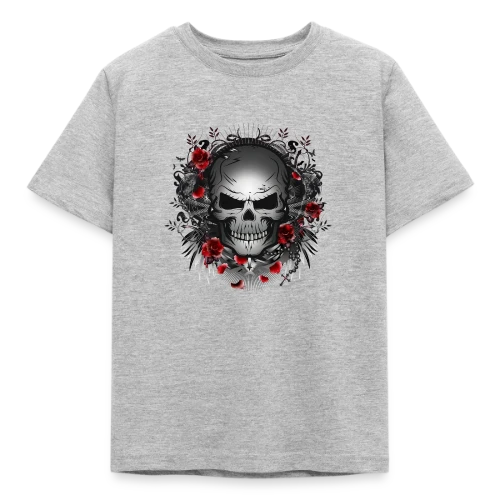 Crâne Gothique Mystique aux Roses Rouges - T-shirt Enfant
