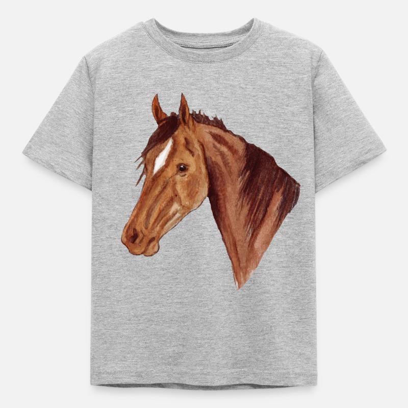 Pferd - Kinder T-Shirt - Grau meliert