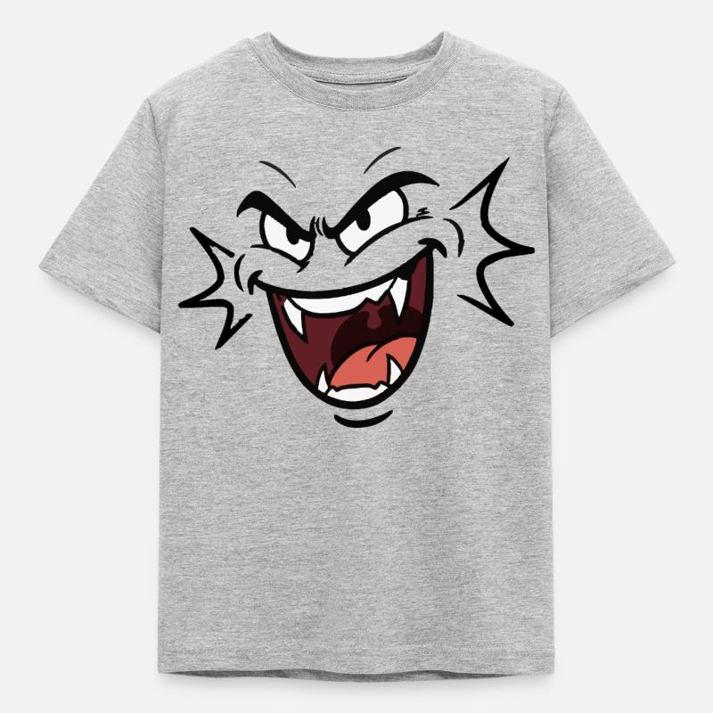 Funny vampire face laughing pattern comic - Kids' T-Shirt - heather grey