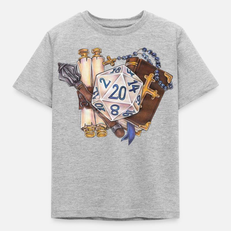 RPG Tabletop D20 Dice Gift Cleric - Kids' T-Shirt - heather grey