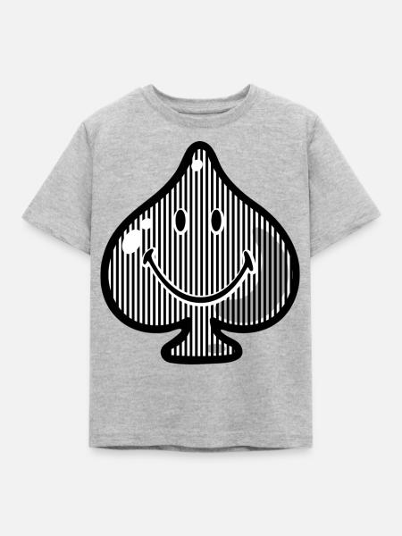 Smiley Spades Stripes - Kinder T-Shirt - Grau meliert
