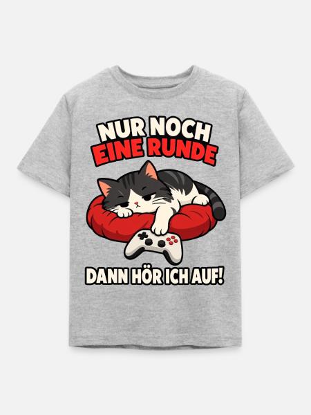 Nur noch eine Runde. Katzenschläfer - Kinder T-Shirt - Grau meliert