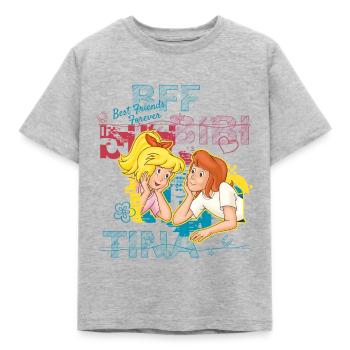 Bibi und Tina 'BFF Best Friends Forever' - Kinder T-Shirt - Grau meliert - Vorne - AI Model Kid Male (0cm)