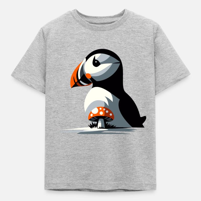 Puffin and toadstool - Kids' T-Shirt - heather grey