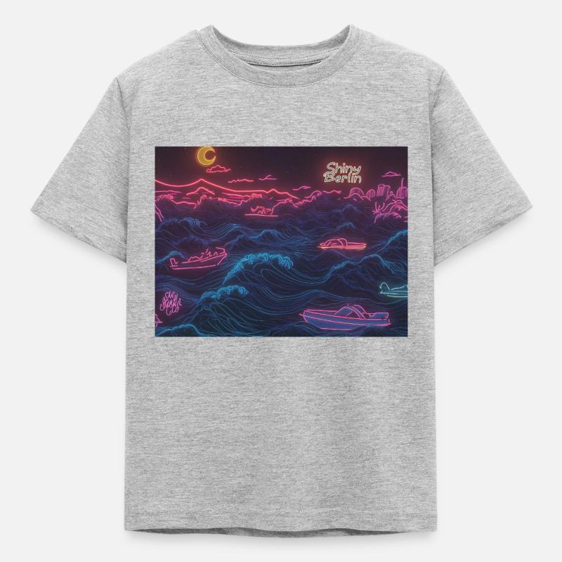 Neon waves - Kinder T-Shirt - Grau meliert